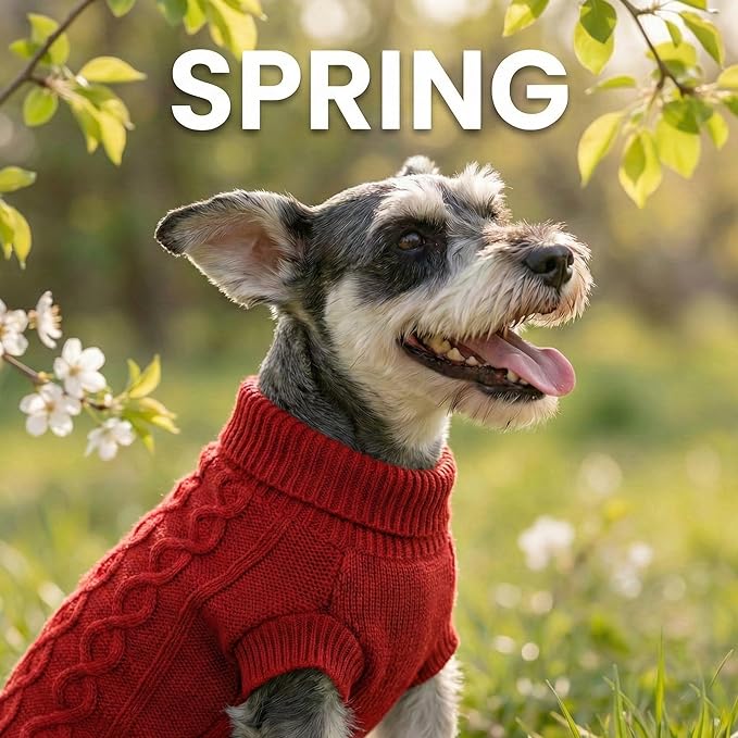 Small Medium Dog Sweater, Soft Breathable Knit Pet Clothes for Spring Transition, Lightweight Red Puppy Outfit for Pomeranian, Yorkie, Pug (Red, L)