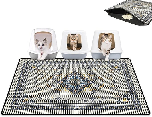 Cat Litter Mat 26.8"x46.5" Double Layer Waterproof Litter Box Mat Washable Litter Trapping Mat