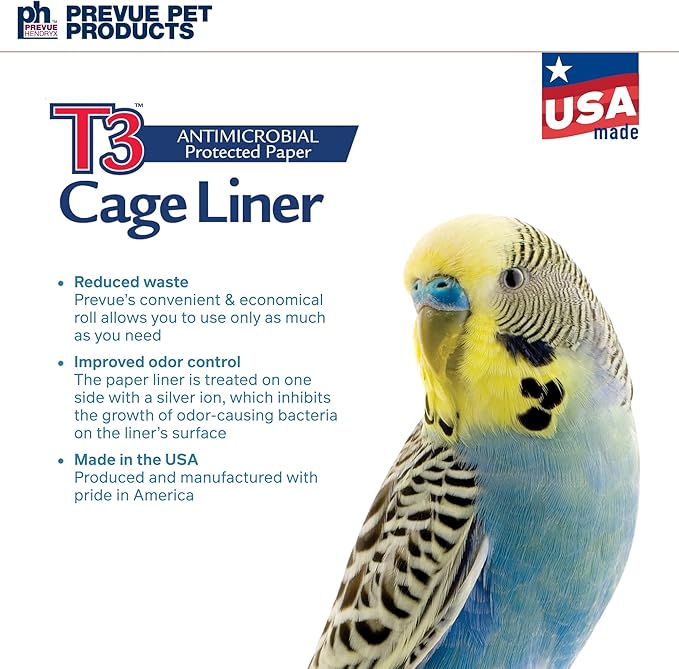 Prevue Pet Products T3 Cage Liner - Bird Cage Accessories, 100 ft Odor Absorbent Protection, Universal Liner for All Birds, Fits Small, Medium, and Large Enclosures, Simplifies Cleaning - Large Size