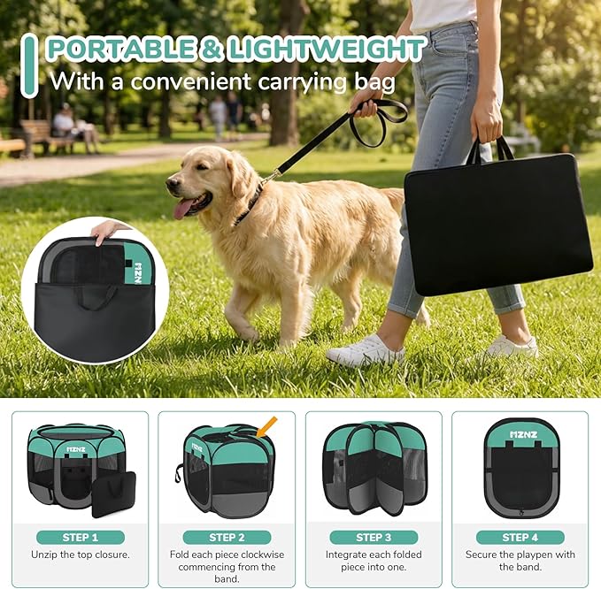 Dog Cat Playpen, Portable Puppy Pet Crate Indoor for Small Dogs Cats Rabbits, Foldable Dog Cage Enclosure for Outdoor, Pop Up Dogs Tent Kennel with Carrying Case, Blue