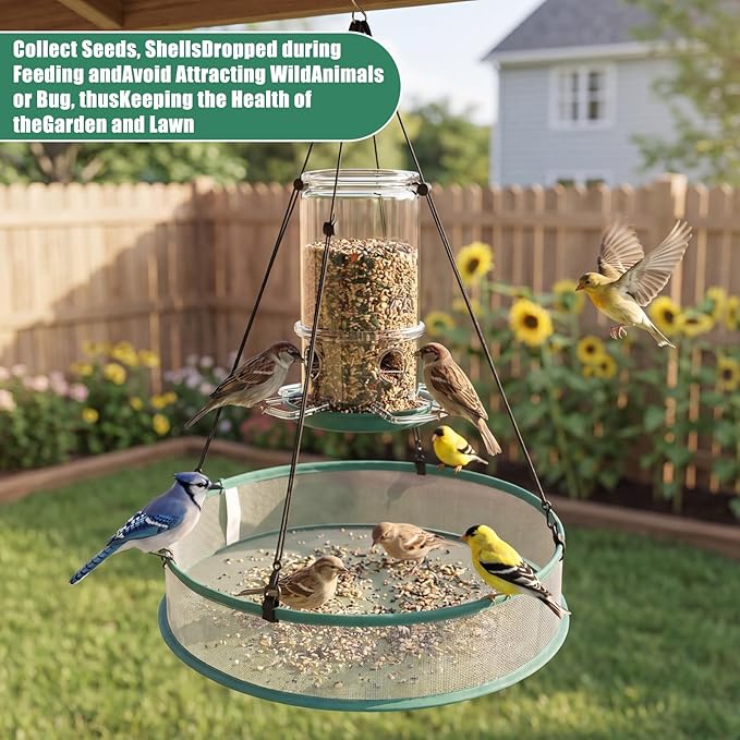 3 Pcs Bird Seed Catcher Tray for Outdoor Feeders 20" Diameter x 4" High Hanging Bird Feeder Trays to Catch Seed Catcher Spill Guard Platform Outdoor Garden Accessories (Gray)