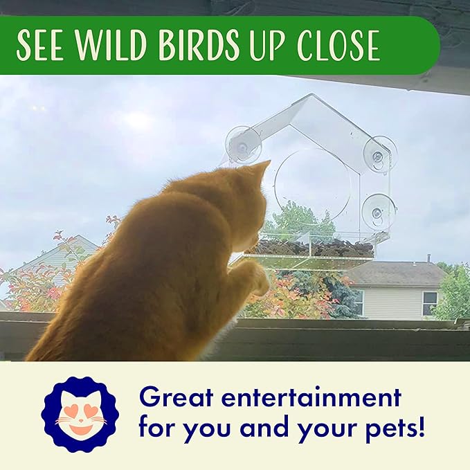 Clear Bird Feeders for Window Viewing Inside - Window Bird House Feeder with Suction Cups - Balcony Birdhouse Feeder with Tray - Easy to Use for Wildlife Lovers, Birding, Kids, Cat, & Elderly