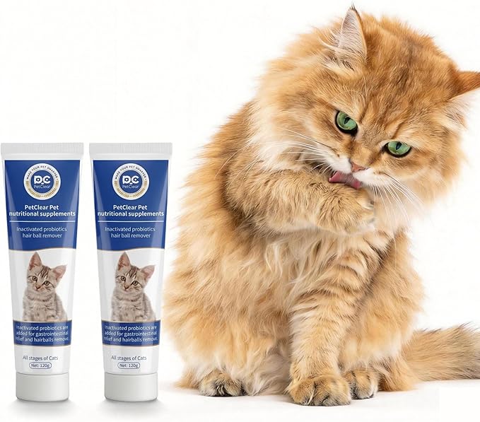 Hairball Paste for Cats, 4.23 oz/120 g, Contains Chicken, Fish Oil, Inactivated Probiotics, Taurine, Promotes Intestinal Peristalsis & Digestion, Passes Hairballs Naturally, Reduces Vomiting (2 Tube)