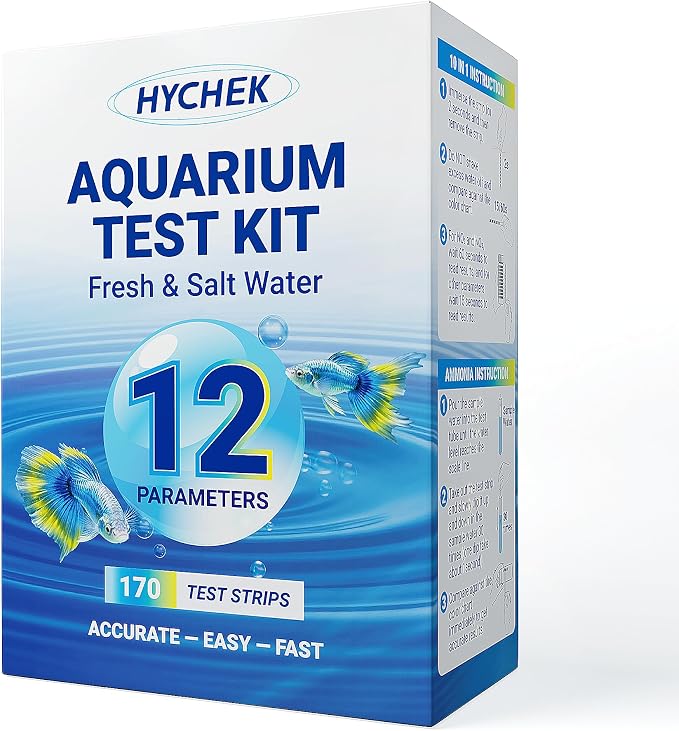 12 in 1 Accurate Aquarium Test Kit, Fresh and Salt Water Test Strips | 170 Strips, Fish Tank Aquariums Water Test Kit, Easy Fast Test Way, Multiple Uses, Includes Ammonia Phosphate Strips and More