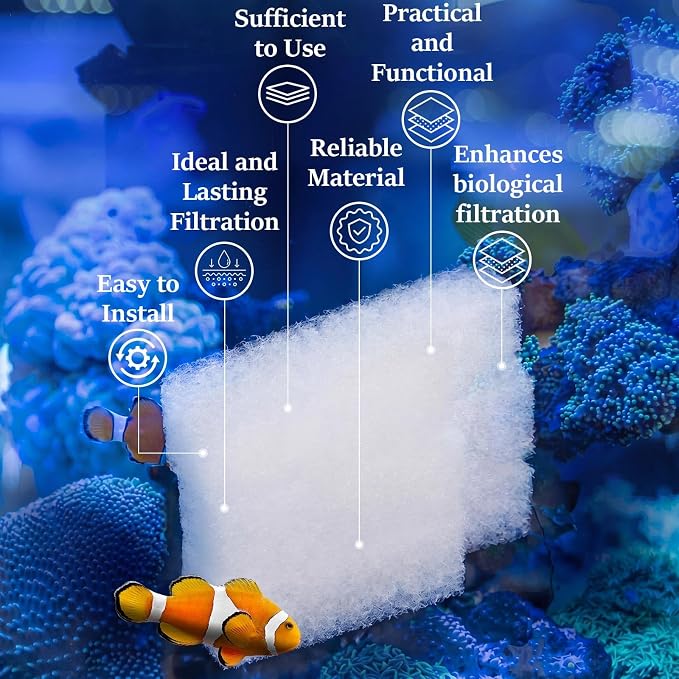 Threlaco 15 Pcs Aquarium Sponge Foam Filter Pads Compatible with Seachem Tidal Replacement Polishing Pad Fish Tank Filter Floss, Media for Crystal Clear Water (Compatible with Seachem Tidal 35,White)