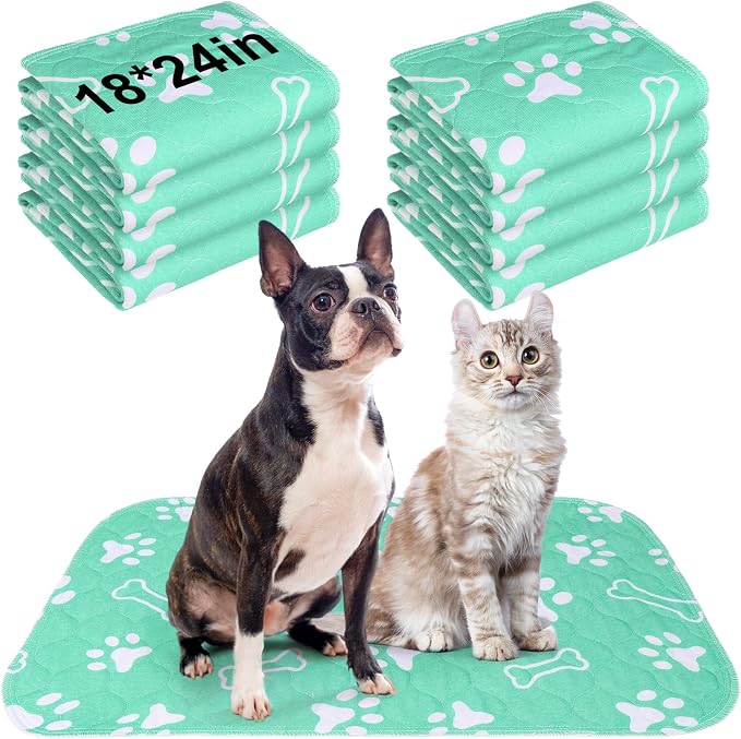 BEAUTYZOO 8 Pack Washable Pee Pads for Dogs, Reusable Puppy Pads for Potty Training, Waterproof Super Absorbent Whelping Pads Mats Non Slip Against Urine for Small Medium Dogs Cats, 18" x 24"