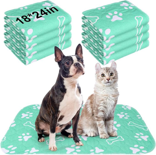 BEAUTYZOO 8 Pack Washable Pee Pads for Dogs, Reusable Puppy Pads for Potty Training, Waterproof Super Absorbent Whelping Pads Mats Non Slip Against Urine for Small Medium Dogs Cats, 18" x 24"