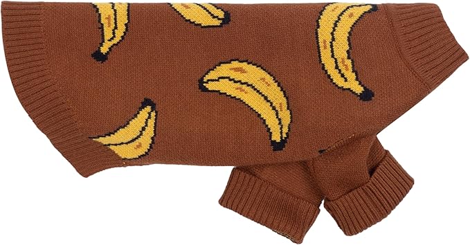Fitwarm Banana Dog Sweater, Thermal Dog Winter Clothes for Small Dogs Boy Girl, Pet Outfit, Brown, Yellow, Small