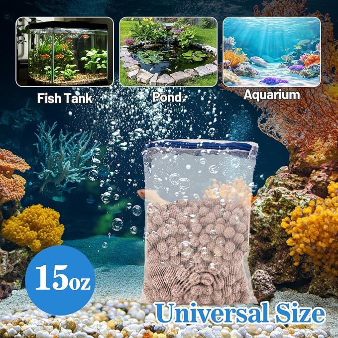 Sukh 15oz Ceramic Bio Balls - Aquarium Fish Tank Filter Media for Sump Pond | Nano-Tech Bio-Spheres Filter Biomedia Balls for Canister Koi Ponds, Freshwater Sump Filters, Replacement Material Supplies
