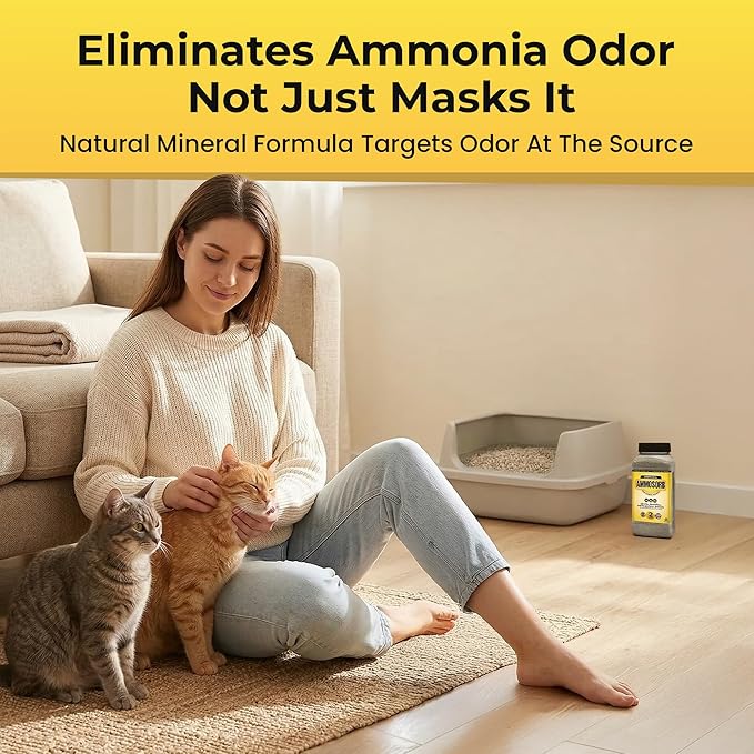 Natural Cat Litter Deodorizer Granules – 2 lb. Ammonia Odor Eliminator for Multi-Cat Homes – Neutralizes Urine Odor at the Source – Safe for Cats, Dogs, and Rabbits