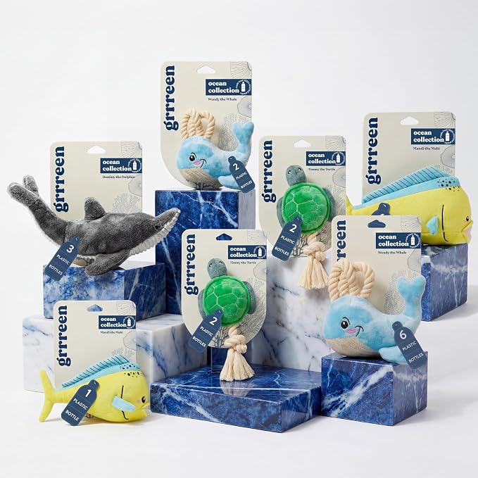 Dog Toys | Plush Whale Stuffed Animal with Rope for Large Dogs | Eco Friendly Jumbo Dog Toy