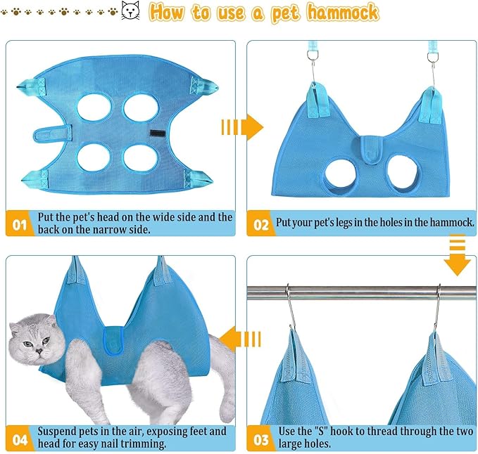 JIURUN Dog Grooming Hammock for Nail Trimming, Dog Grooming Hammock(XS), Dog Sling for Nail Trimming, Hanging Harness Holder for Nail Clipping, Pet Comb Bat Costume Wings for Cats Dogs