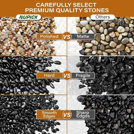 NUPICK 6lb River Rocks for Plants Indoor, 1/5" Pea Gravel for Fish Tank | Decorative Mixed Pebbles for Vase Fillers, Natural Polished Stones for Succulent, Bonsai, Landscaping, Bird Baths