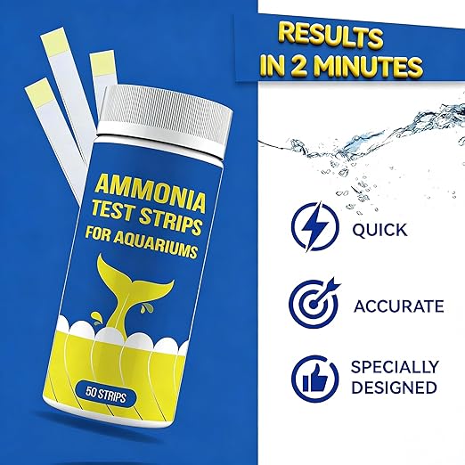 Ammonia Fish Tank Test Strips(50 Count)-Monitor Aquariums and aquaculture Ponds Water Quality for Saltwater & Freshwater