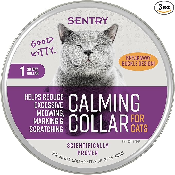 Sentry Calming Collar for Cats, Long-Lasting Pheromone Collar Helps Calm Cats for 30 Days, Reduces Stress, Anxiety, Loud Noises and Separation, 1 Count