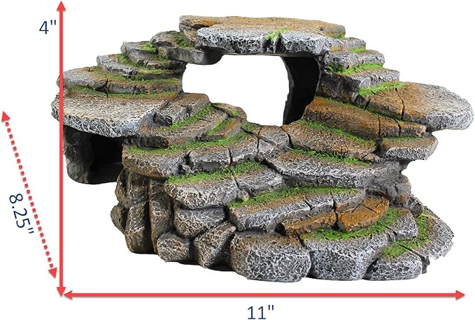 PENN-PLAX (REP183) Reptology Shale Scape Step Ledge & Cave Hideout – Decorative Resin for Aquariums & Terrariums, Great for Reptiles, Amphibians, and Fish, Large (Pack of 6)