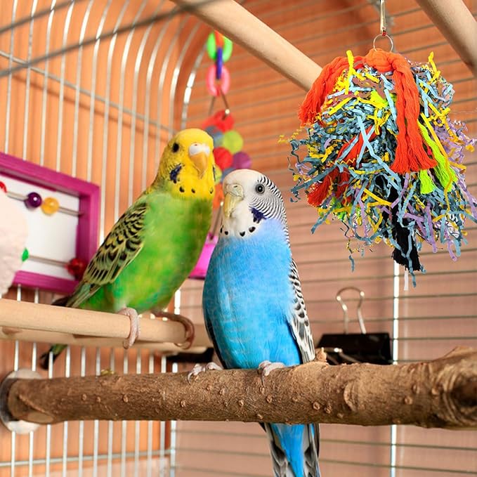 40g Bird Toys Supplement, Colorful Shred Paper Parrot Foraging Toy Refill, Bird Shredded Paper Toys for Parrot Conure Chewing Gift Wrapping