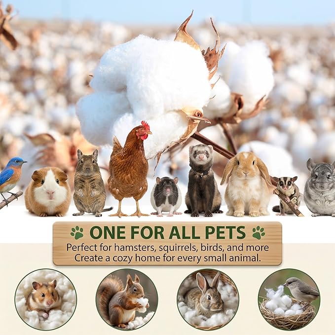 RAINFLOW 5OZ Natural Nesting Material - Bird Nesting Material,Cotton Animal Hamster Bedding,Nest Bedding for Wild Birds Rabbits,Sugar Gliders,Squirrels,Hamsters