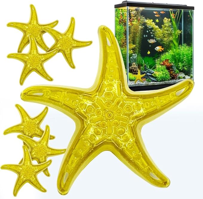 Sandy The Bio-Support Starfish - 6 Pack, Yellow- Promotes A Healthy Balanced Aquarium Ecosystem, Probiotic Growth, Tank Environment Control | Probiotic growth media for fresh & saltwater tanks – safe for fish, shrimp & plants – lasts up to 60 days