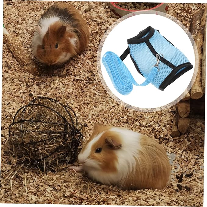 FOMIYES Guinea Pig Harness Leash Set 2 Packs Small Animal Adjustable Pulling Rope Soft Cloth Pet Harness for Guinea Pigs Rabbits Hamsters Indoor Use