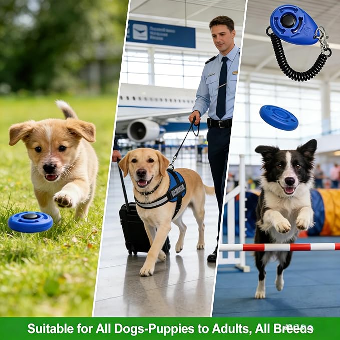 Dog Training Clicker with Wrist Straps, Clicker Dog Trainer for Puppy Cats and Pet Behavioral Obedience Teaching, 4-Pack
