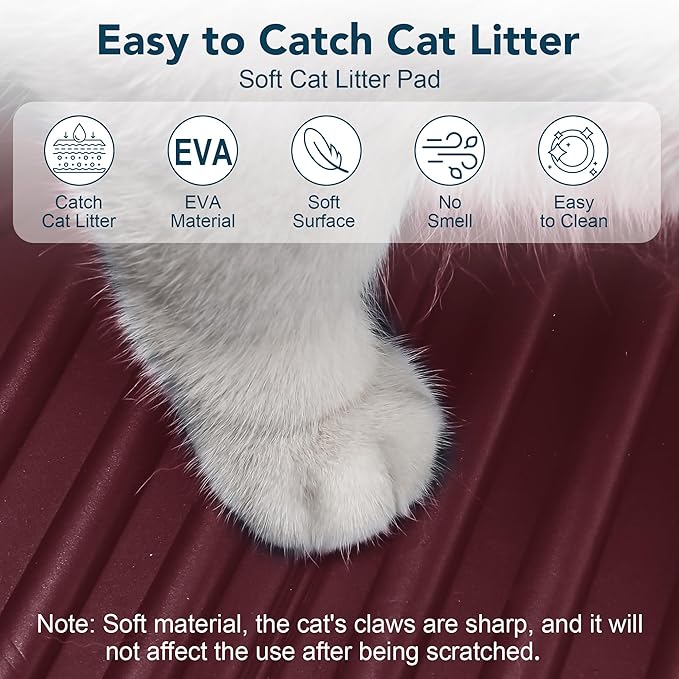 UPSKY Cat Litter Mat, Large Kitty Litter Trapping Mat Soft on Kitty Paws, Litter Box Mat Keep Floor Clean, 31" x 24" Waterproof and Washable Trapping Mats Catcher Pad for Scatter Control