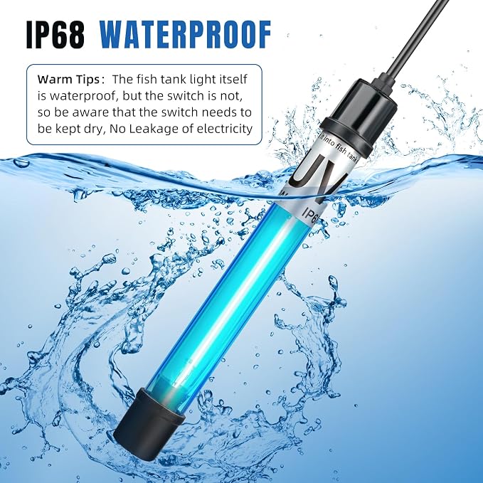 11W Aquarium UV Light for 55-150 Gallon Fish Tank Aquarium Algae Clean Light Green Machine Algae Remover (FishTankLight-11W)