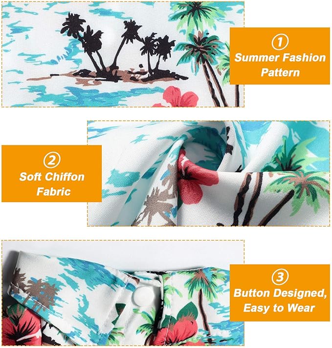 Weewooday 4 Pieces Small Pet Summer T-Shirts Hawaii Style Floral Pet Dog Shirt Breathable Cool Clothes Beach Seaside Puppy Sweatshirt for Puppy(Floral Style,X-Small)