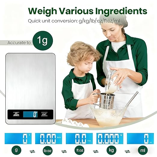 Digital Pet & Kitchen Scale 15kg/33lb, Stainless Steel Platform Food Scale with High Precision 1g/0.04oz, Gram Ounces Conversion, LCD Display, Easy Clean for Cooking Baking Shipping & Pet Weight