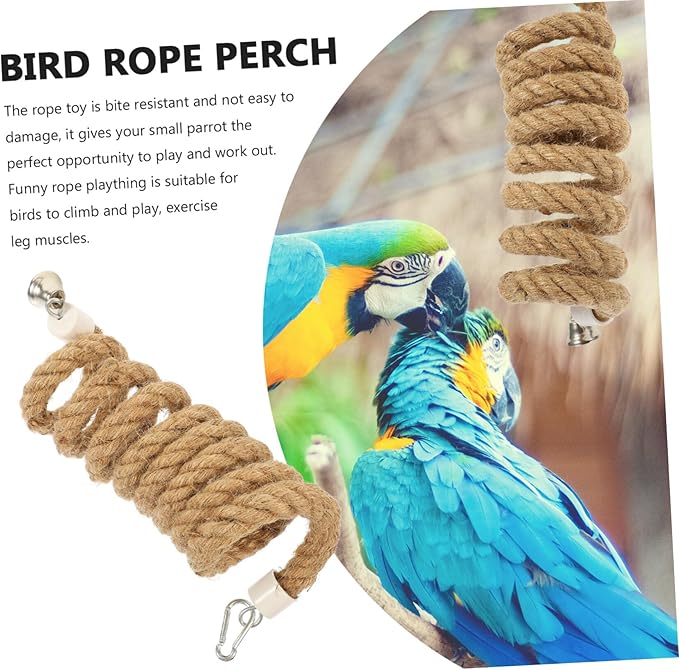 balacoo Bungees Climbing Toys Bungee Standing Hanging Rope Spiral Bird Jute Perches Conures Perch Plaything Cage Swing Parrot Parakeet Funny Small Toy Parakeets Chewing Comfy for Stand