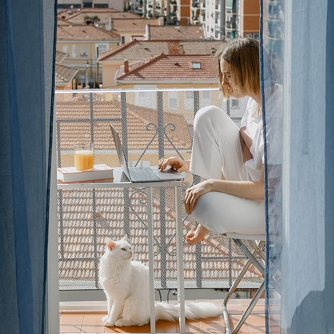 Shappy Balcony Net for Pets 16.5 ft x 2.5 ft Anti Fall Cat Dogs Netting Balcony Mesh Fence Net Screen Protection Crib Mesh for Pets Patios Stairway Clear Stair Banister Guard Apartment(White)