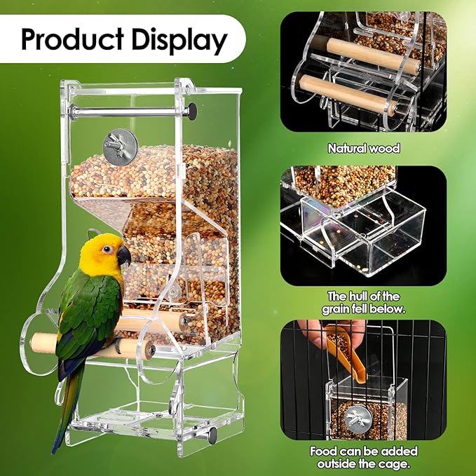 2PCS No Mess Bird Feeder, Transparent Acrylic, Reducing Waste, Suitable for Small Birds