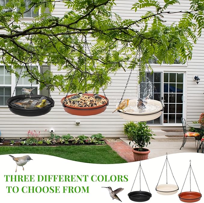 Hanging Bird Bath for Outdoors, Birdbath Bowl for Outdside, Bird Water Feeder Tray for Backyard Garden Yard Patio Decoration (Brown)