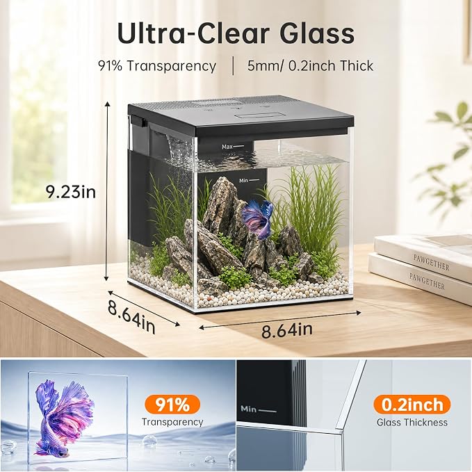 Filter for Fish Tank, 3 Pcs Filters & 6 Pack Quartz Balls for Aquarium, Multi-Layer Filtration, Keep Water Clean