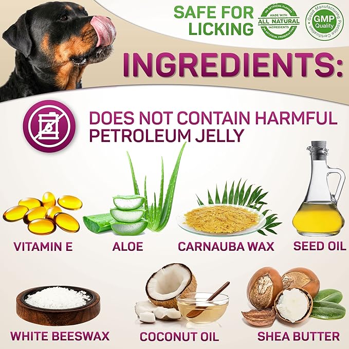 Natural Dog Paw Balm, Paw Protection for Hot Pavement, Dog Paw Wax for Dry Paws & Nose, Canine Paw Moisturizer for Cracked Paws, Cream Butter for Cat, Paw Pad Lotion