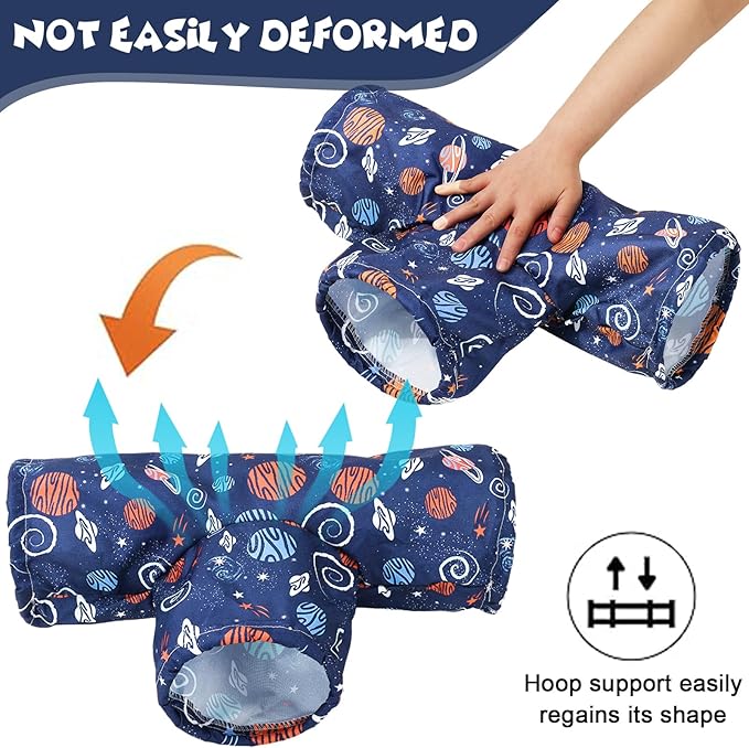 JarThenaAMCS Guinea Pig Tunnel 3 Way Washable Guinea Pig Hideout Foldable Rabbit Tunnel Blue Galaxy Small Animal Toy for Bunny Hamster Chinchilla Ferret Accessory