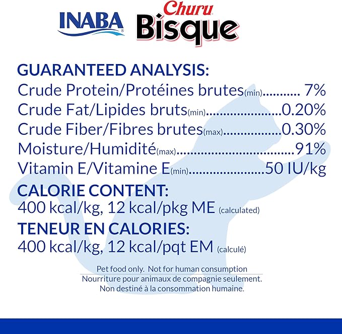 INABA Churu Bisque Indoor Care for Hairball Control for Cats, Creamy Lickable Purée Side Dish with Vitamin E, 1.05 Ounce Pouch, 15 Pouch, Tuna Recipe