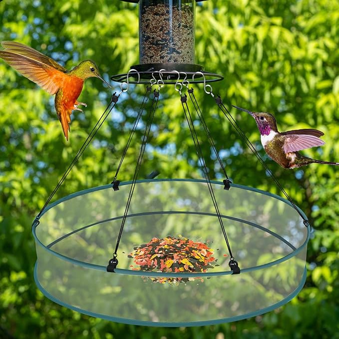 Bird Seed Catcher Tray for Hanging Bird Feeder Platform, 18 Inch Large Birds Feeder Trays with Adjustable Hanging Hoop for Outdoor Garden Lawn (18 inch-1 Pcs)