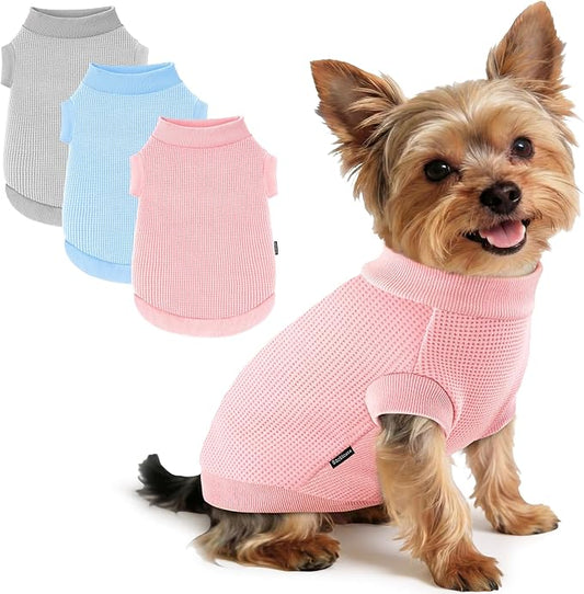3 Pack Dog Shirt for Small Supplies Functional Waffle Dog Clothes Warm Soft Sweatshirt Outfit for Dogs Cats Pet Apparel