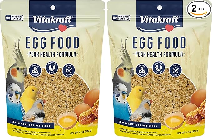 Vitakraft VitaSmart Egg Food for Birds - Daily Supplement for Parrots,Parakeets,Cockatiels,and Canaries - Bird Calcium Supplement 1.1 Pound,(Pack of 2)