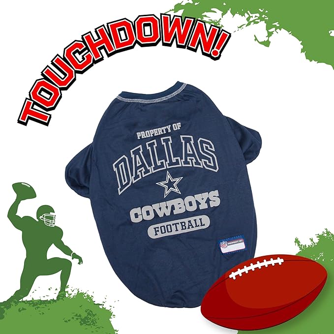 NFL Dallas Cowboys Dog T-Shirt for Pets, Size X-Small. Officially Licensed Pet Shirt with Team Logo, Soft Stretchable Comfort Fit Apparel for Dogs & Cats