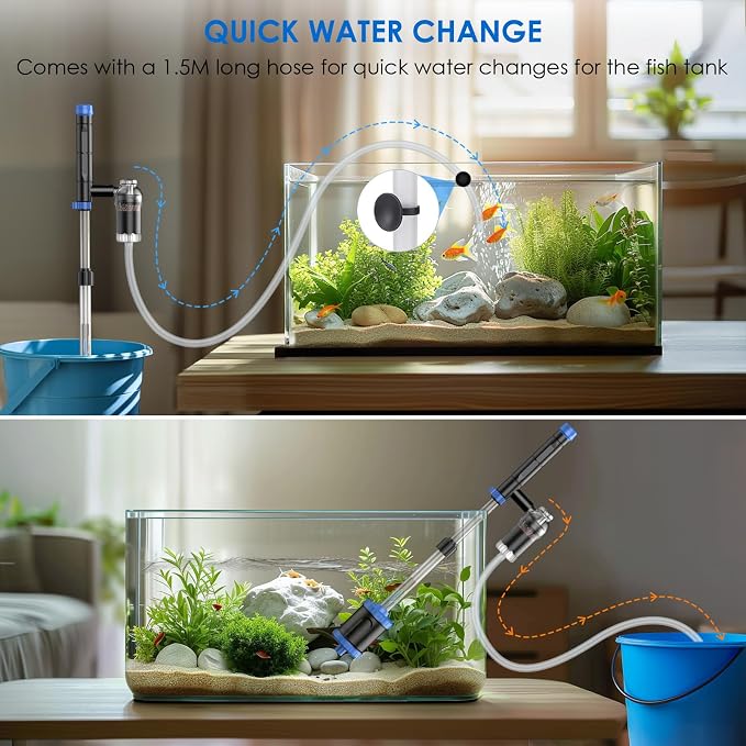 Electric Aquarium Vacuum Gravel Cleaner: 36W Fish Tank Cleaner Vacuum with Strong Suction for Water Change Wash Sand Algae Cleaner Water Shower and Water Circulation, Timed Off | Multifunctional Cleaning Tools, Water Change, Sand Washing, Water Filtrat...