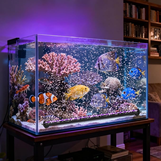 Submersible Aquarium Light:Fish Tank Light with Air Bubble Hole-RGB Color Changing Brightness Adjustable IP68 Waterproof Remote Control LED Light for Aquarium Fish Tank 12 inch