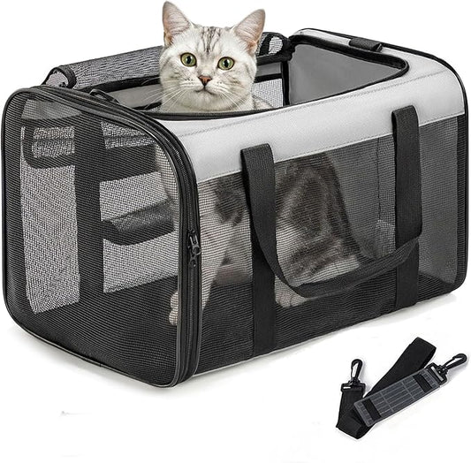 Conlun Soft-Sided Cat Carrier for Small-Medium Cats, Puppies up to 15 Lb, Airline Approved