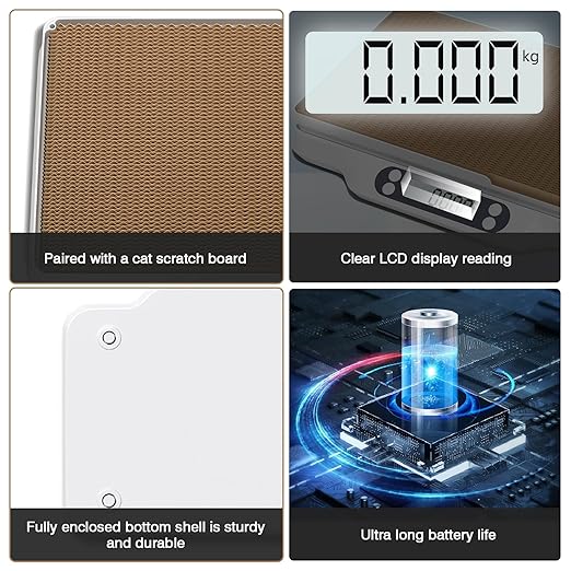 Digital Pet Scale for Animal, LED Display Cat Whelping Scale with Tape Measure, Collar, Weight Chart for Pets, Cats, Dogs, Animals, Measures Up to 66lb, 15.74 * 11.22"