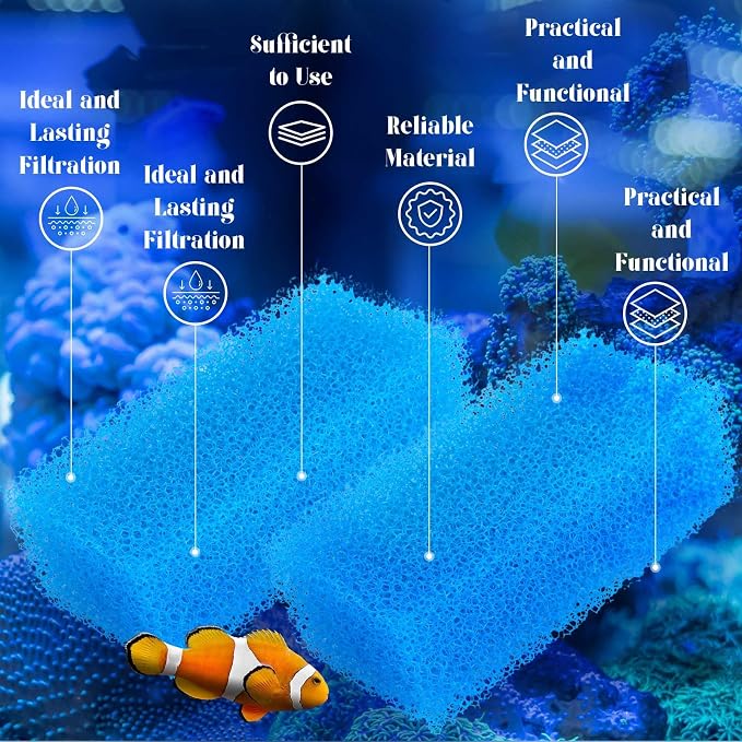 Threlaco 6 Pack Foam Filters Compatible with AquaClear 50 Power Filter, Aquarium Foam Insert, Replacement Sponge Pads for Use in Freshwater & Saltwater Aquarium