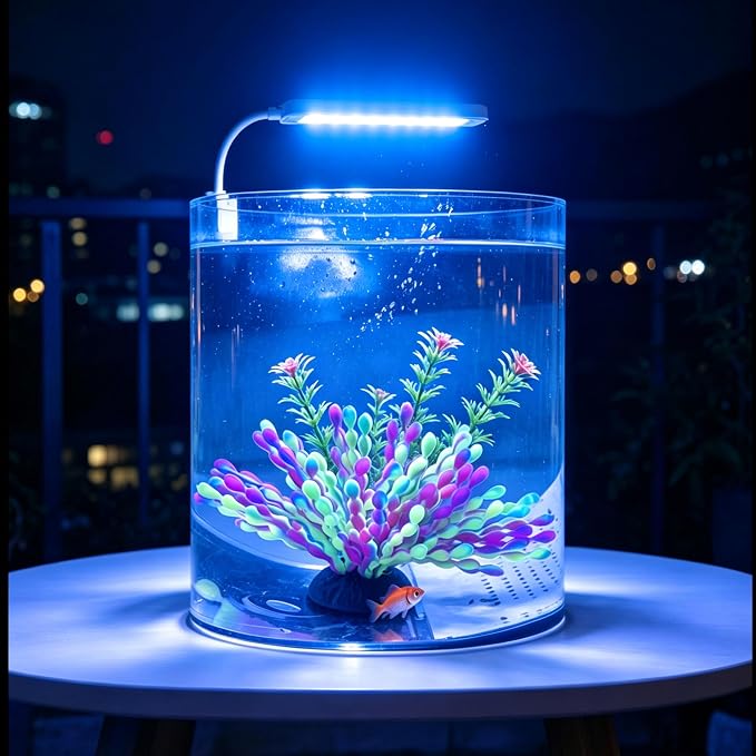 ZtohPyo Glow in the Dark Aquarium Decor, Safe Soft Silicone Fluorescent Fish Tank Decorations Artificial Sea Grapes for Fish Tank Landscape Decoration, 7.09" D x 4.72" H