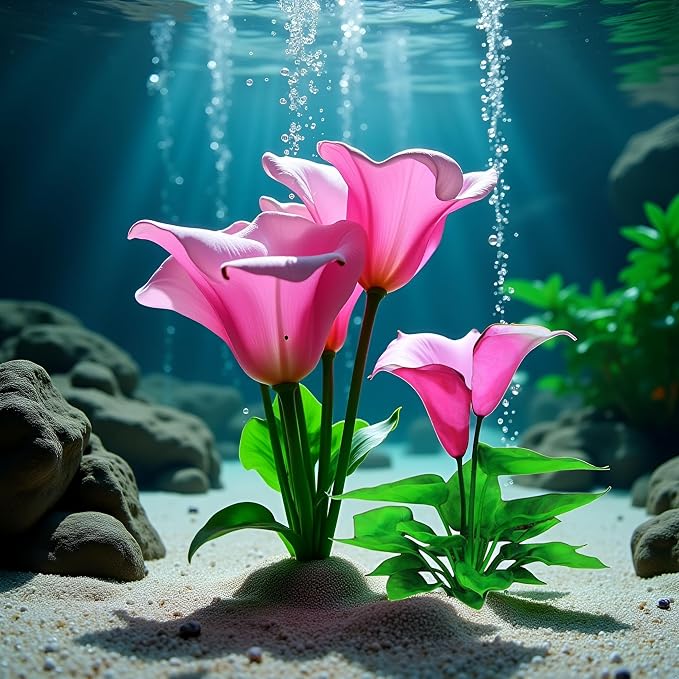Flower Aquarium Decoration Artificial Aquatic Plant Waterweed Craft Silk Plastic Plants,Artificial Fish Tank Decorations,Used for Household and Office Simulation Hydroponic,Aquarium Plants