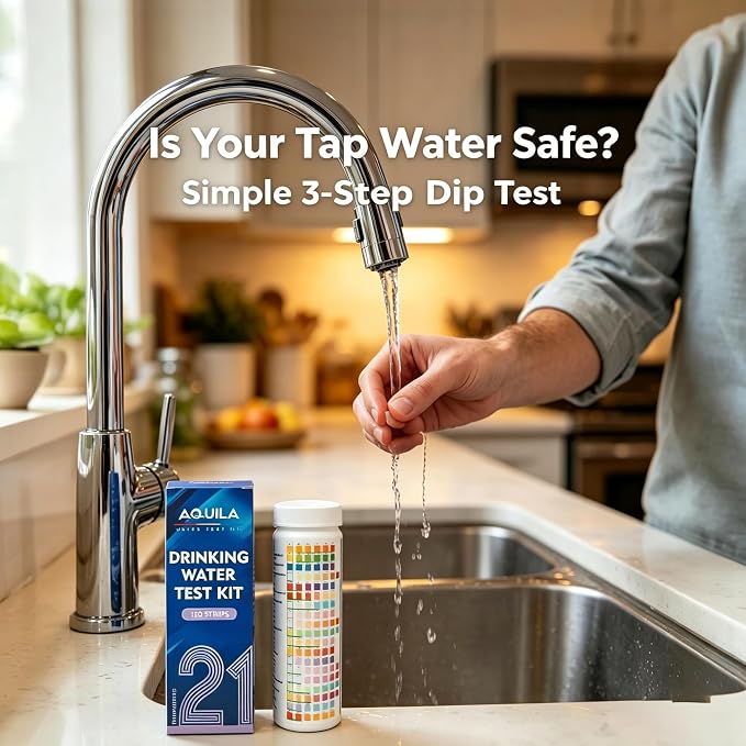 Drinking Water Test Kit 21 in 1, 150CT Water Testing Strips for Home Tap | Well Pool Fish Tank City Water Tester for Hardness, pH, Iron, Copper, Chlorine, Nitrite, Lead, Alkalinity, Flouride, & More