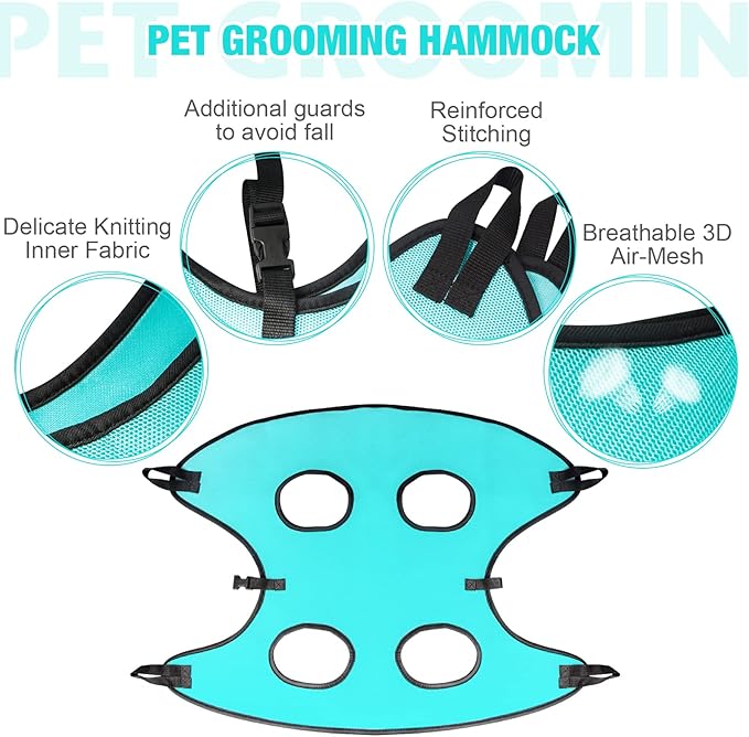 ATESON Dog Grooming Hammock - Upgrade Pet Grooming Harness for Nail Trimming (XXL 120lb), Dog Sling for Nail Clipping, Dog Hanging Holder Hanger for Cutting Nail with Nail Clippers, Green